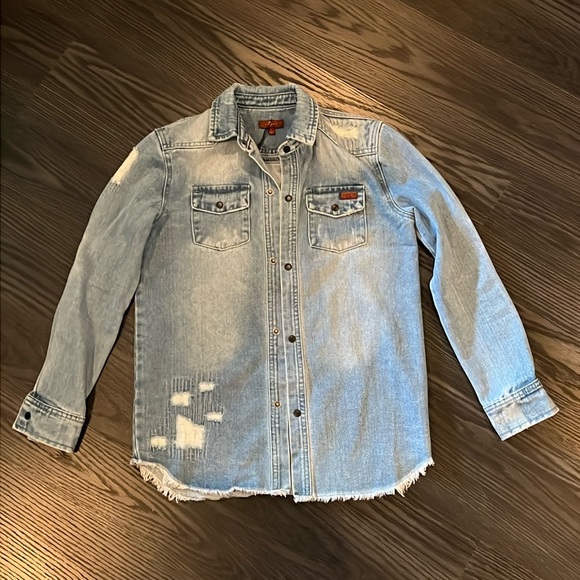 7 For All Mankind Denim Shirt Jacket - Picture 1 of 2